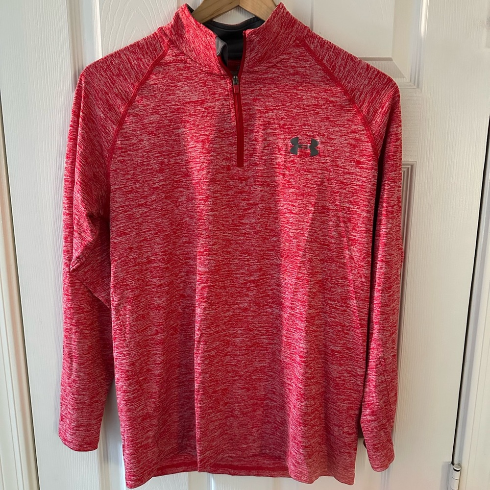 Under Armour - 1/4 Zip - Heat Gear - Size Small - Loose Fit - Heather Red